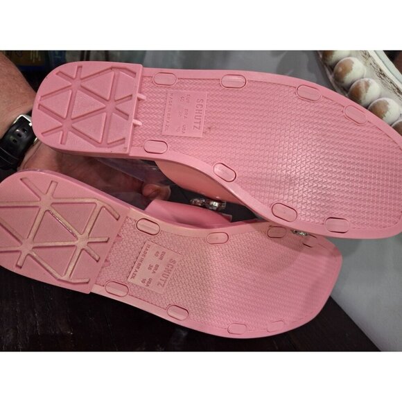 NWOB Schutz Lizzie Pink Jelly Crystal Studded Sandal/Sz. 10 - Picture 7 of 8